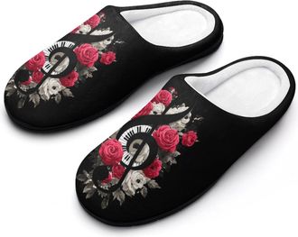 Generic Music Note Rose Womens Slippers Winter Warm House Shoes Indoor Outdoor Hotel Slipper