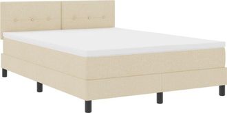 vidaXL Box Spring Bed with Mattress Cream 140 x 200 cm Fabric vidaXL