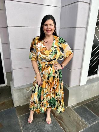 Flying Tomato Print Midi Dress In Yellow