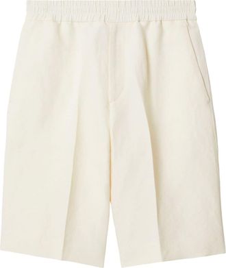 Burberry tailored canvas shorts - men - Paper Yarn/Buffalo Horn/Viscose - 48 - Neutrals