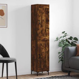 Berkfield Home Highboard Smoked Oak 34.5x34x180 cm Engineered Wood in Brown