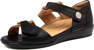 Ziera Womens Doxie W Sandals In Black/ Tan Leather