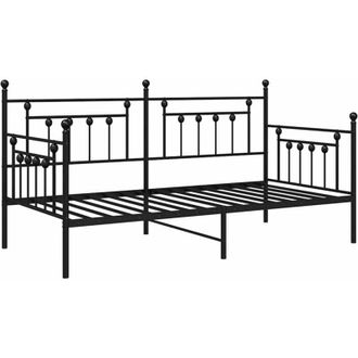 vidaXL Estructura De Cama De D&iacute;a Con Cabecera Negro 90 X 190 Cm Acero Vidaxl