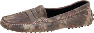 Tod's Tods Brown Printed Suede Slip On Loafers