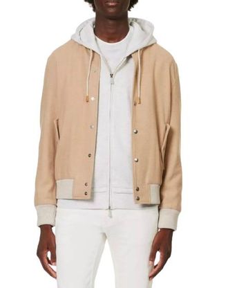 Eleventy Varsity ribbed-trim regular-fit wool jacket Size S