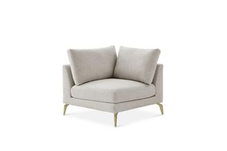 Castlery Spill-Resistant Corner Sofa with Removable Frame and Cushion Covers and Brass Legs - Grey | Lena by Castlery
