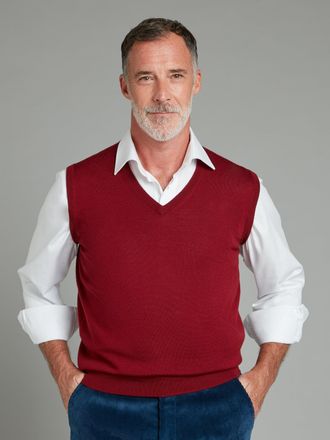 Oliver Brown Merino Sleeveless Jumper - Bordeaux