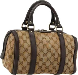 Gucci Pre-owned Handbags, female, Beige, Size: ONE SIZE Pre-owned Boston Bag