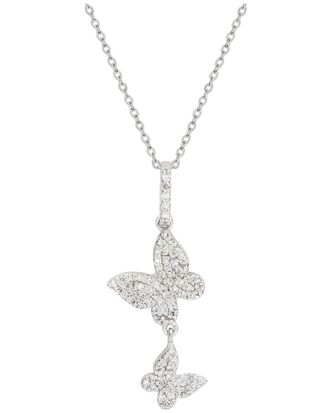 Suzy Levian 14K 0.40 Ct. Tw. Diamond Double Butterfly Necklace