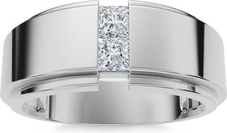 Pompeii3 Mens 14K White Gold Princess Cut Diamond Wedding Ring Size Selectable