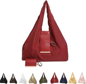 Generic Keychain Foldable Tote Bag, Expandable Reusable Shopping Handbag, Multi-Functional Compact Pocket Bag Large Capacity (1, Burgundy)