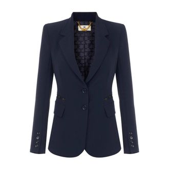 Elisabetta Franchi Double crepe stretch jacket - female - Elisabetta Franchi - Blazers - Blue - XL - Jackets