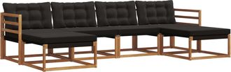 vidaXL Conjunto De Sof&aacute;s De Exterior 6 Uds. Natural Y Negro Vidaxl
