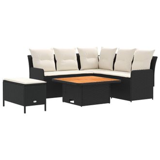 vidaXL Juegos De Muebles 5 Uds. Negro Y Crema Rat&aacute;n Sint&eacute;tico Vidaxl