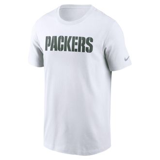Nike Green Bay Packers Primetime Wordmark Essential Nike Mens NFL T-Shirt in White | N19910A7T-NNM