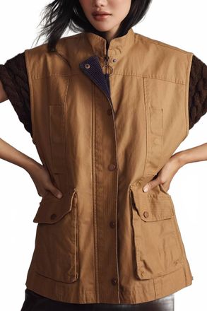 Pilcro Waxed Bard Utility Vest In Honey