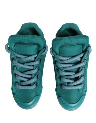 Dolce & Gabbana Teal Portofino Men Low Top Sneakers Shoes Leather