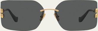Miu Miu MU 54YS 80 Rimless Titanium Wrap Sunglasses
