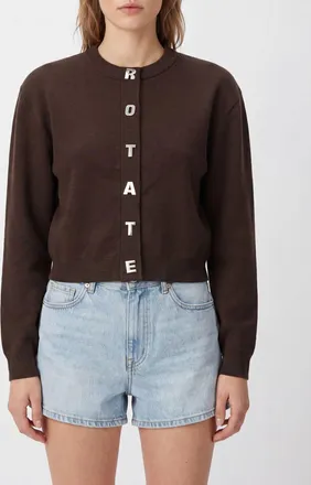 Rotate Cardigan girocollo in cotone e cashmere con logo lettering