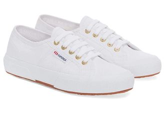Superga 2750 COTU Classic Sneaker Lace up casual Shoes White/Gold : EU 35 (US Mens 3.5 - Womens 5) Medium, Canvas/Textile