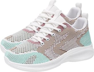 Generic Women Flat Shoes Casual Womens Soft Mesh Comfortable and Breathable Woven Sports Shoes Casual Shoes Shoe up (Mint Green, 4)
