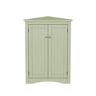 STILVORA Armario Esquinero De Bano Con 2 Puertas, 2 Estantes Y Dispositivo Antivuelco, En Mdf, 61,5 X 80 Cm, Verde