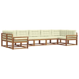 vidaXL Conjunto De Sof&aacute;s De Exterior Con Coj&iacute;n 7 Pcs Natural Y Crema Vidaxl