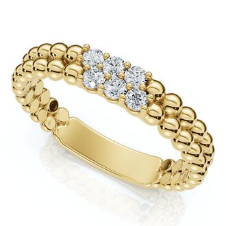 Pompeii3 Two Row Beaded Diamond Stackable Ring 14k Gold or Platinum Lab Grown