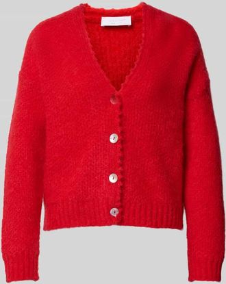 Rich & Royal Strickjacke mit V-Ausschnitt und Knopfleiste in Rot, Größe XL