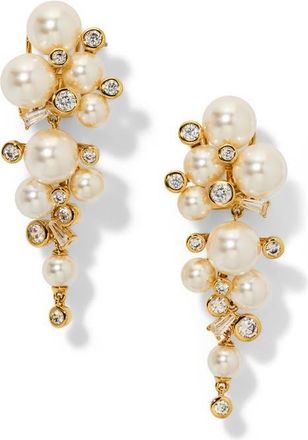 Nadri Imitation Pearl & Cubic Zirconia Cascade Earrings in Gold at Nordstrom