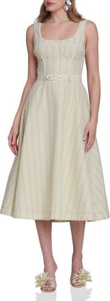 Avec Les Filles Bustier Gingham Stripe Sundress in Avocado Gingham at Nordstrom, Size 12