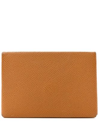 Hermès Gold Epsom Coated Canvas Calvi Card Case (Authentic Pre-Loved)