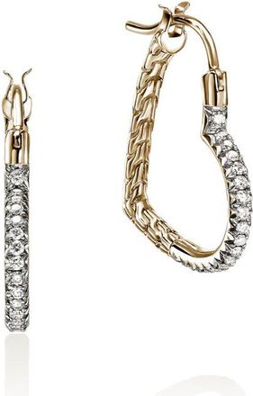 John Hardy Essentials Heart Pav&eacute; Hoop Earrings in Gold at Nordstrom