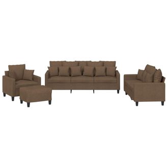 vidaXL Vidaxl Set Di Divani 4 Pz Con Cuscini Marrone In Tessuto