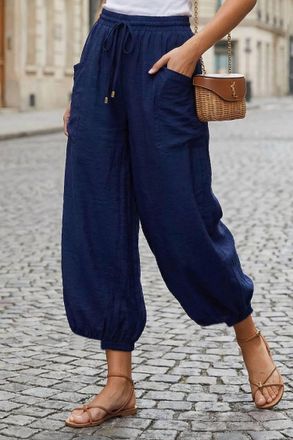 Vava Relaxed Chic Harem Pants In Navy