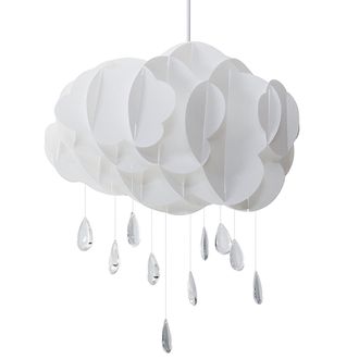 Beliani L&aacute;mpara Colgante Nube Flotante Blanca Gotas De Lluvia De Cristal Luz De Habitaci&oacute;n Para Ni&ntilde;os Ailenne