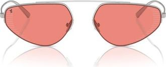 Ferrari 58mm Irregular Sunglasses in Silver /Red at Nordstrom