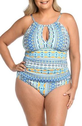 La Blanca Scarf Keyhole Tankini Top in Ice Blue at Nordstrom Rack, Size 16W
