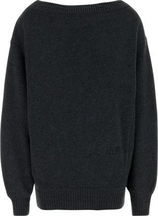Maison Margiela Merino Wol Gebreide Jurk - Dames - Ronde hals truien - Grijs - S - Wol - Truien & Vesten