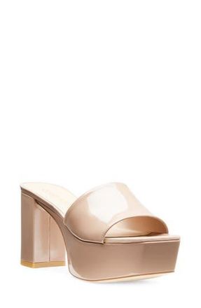 Stuart Weitzman Squarehigh Platform 95 Slide Sandal in Fawn at Nordstrom Rack, Size 9.5