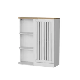 STILVORA Armario Esquinero Con 2 Puertas, 3 Huecos Y Estantes Ajustables Para Bano Y Salon, En Mdf, 68&times;25&times;76 Cm