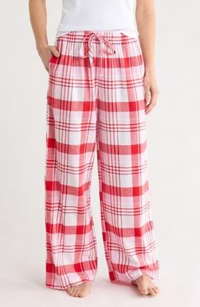 Abound Plaid Flannel Pajama Pants in White- Red Scottish Plaid at Nordstrom Rack, Size X-Large
