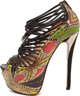 Christian Louboutin 135 mm Zoulou sandalen met plateauzool, hak en bandjes - Zwart