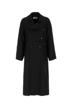 Saint Laurent Black Double-Breasted Trench Coat