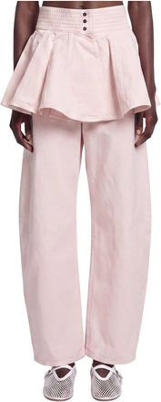 Alaia Denim Peplum Riemrok - Dames - Loose Fit Jeans - Roze - S - Denim - Jeans