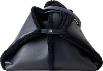 Akris AI Leather & Genuine Shearling Convertible Tote in Black at Nordstrom