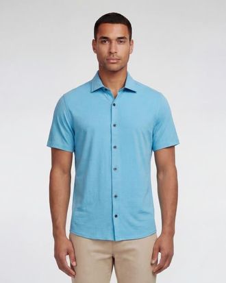 Lords of Harlech Solid Mens Short Sleeve Shirt in Teal at Nordstrom, Size Xx-Large