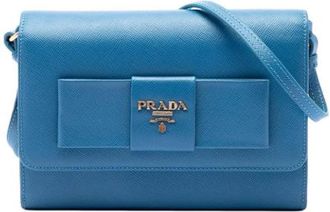 Prada Pre-owned Wallet on Strap - Dames - Vintage Schoudertas - Blauw - ONE Size - Leer - Vintage