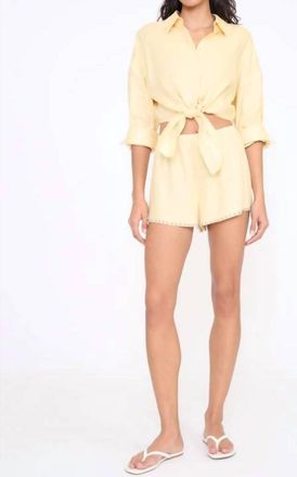 Staud Paddle Linen Short In Butter Studs