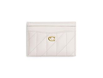 Coach Quilted Pillow Leather Essential Card Case Womens Handbags Chalk, Leather/Polyester